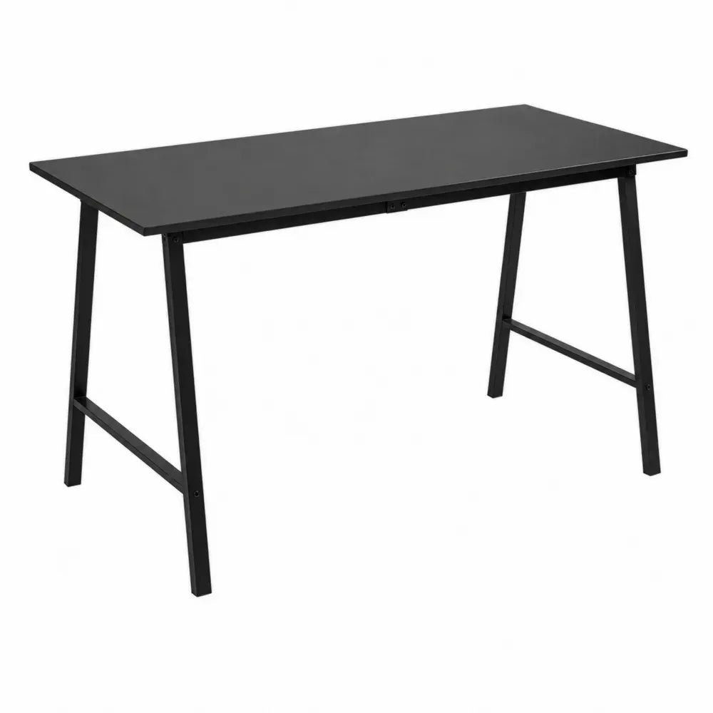 Escritorio rectangular de MDF y acero negro 120 x 60 x 75 cm
