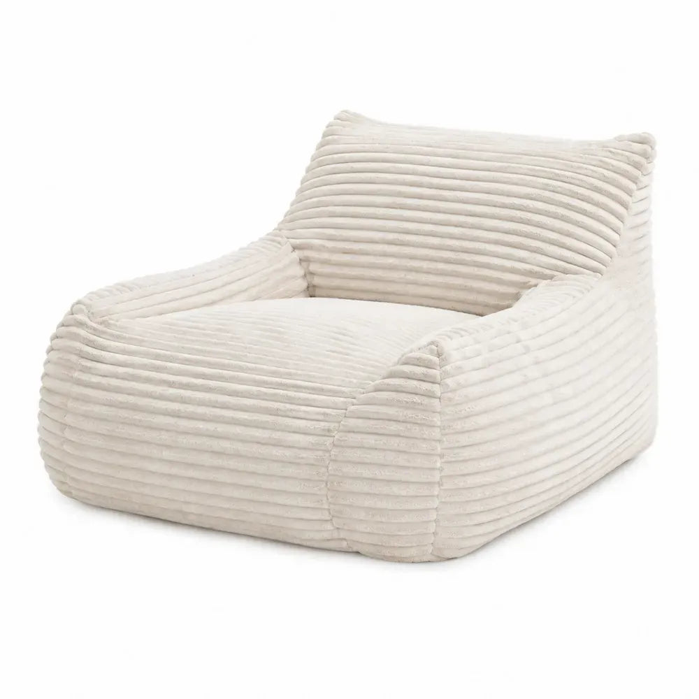 Sillón individual tapizado en pana de poliéster color crema estructura de contrachapado de álamo 85 x 80 x 70 cm