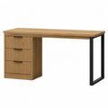 Escritorio de oficina MDF con cajonera lateral de 3 cajones estructura metálica negra acabado madera natural 140 cm 60 cm 75 cm