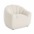 Sillón individual giratorio tapizado en tejido bouclé color crema con base giratoria 85 x 80 x 75 cm
