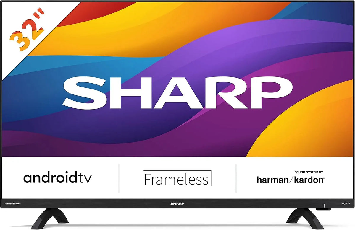 SHARP 32DI6EA, Televizory, Android TV 81 cm (32 palců) HD REACH LED TV (Smart TV bez rámu, Harman Kardon, Černá, 81 cm, 1366x768, 4 x 463