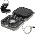 Eikuavons 2-in-1-Gascampingherd 2in-1, Kempinkový kamna Plynový sporák Plynový sporák 2 Plamen skládací kempinkový, Šedá, 14 × 1, 5V, 3, 7kg