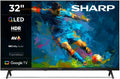 SHARP 32HF3365E, Televizory, Google TV, 32 ′ HD, Bezrámové, 60 Hz, QLED, Google Assistant s mikrofonem, audio, Černá, 2x8, 3.5mm