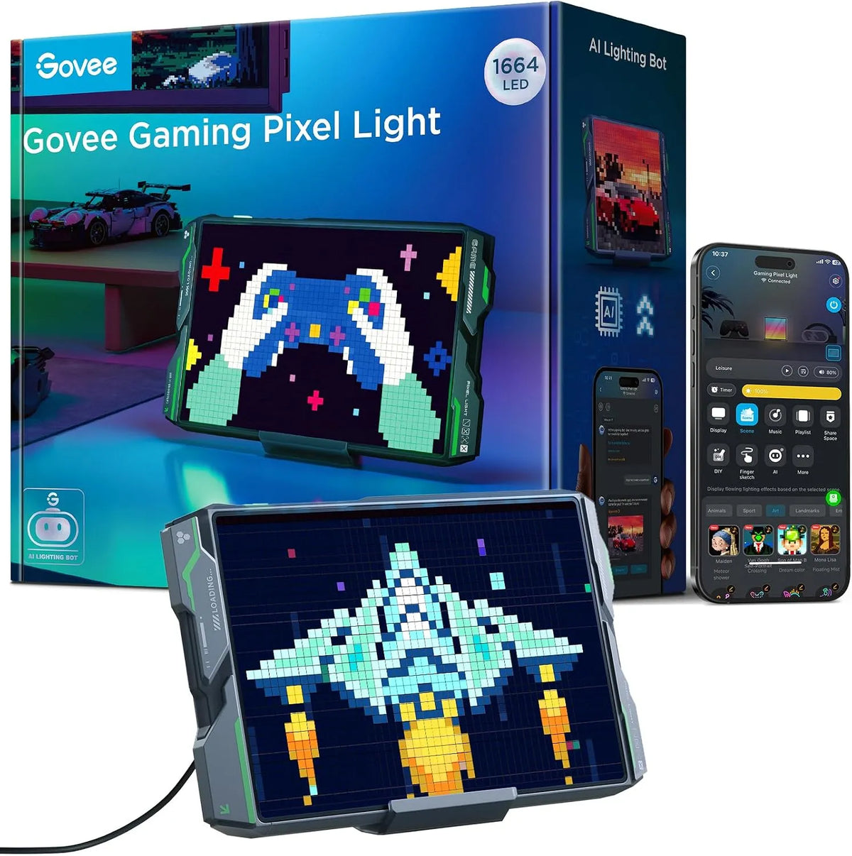 Govee, Osvětlení obrazu, Pixel Light Gaming obdélník, 52x32, Černá, 1G, 2L