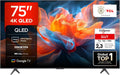 TCL 75T8C, Televizory, 75 palců QLED 4K HDR UHD TV, Smart Google TV Dolby Vision & Atmos, 144Hz Motion, Černá, QLED, 4K, 144Hz, 1144Hz