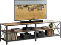 Relaxdays, TV stolky a nízké skříňky, Relaxační TV-Lowboard, 4 přihrádky, otevřená TV police do 75 palců, TV stůl, Hnědá / Černá, 52 x 180 x 39 cm