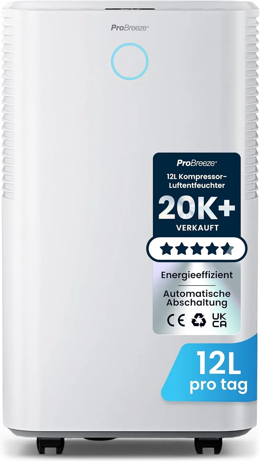 Pro Breeze 12L/24h, Odvlhčovače vzduchu, OmniDry odvlhčovač 12L / 24h odvlhčovací výkon - elektrické odvlhčovače, senzor, Bílá, 12L, 2 l, 38dB
