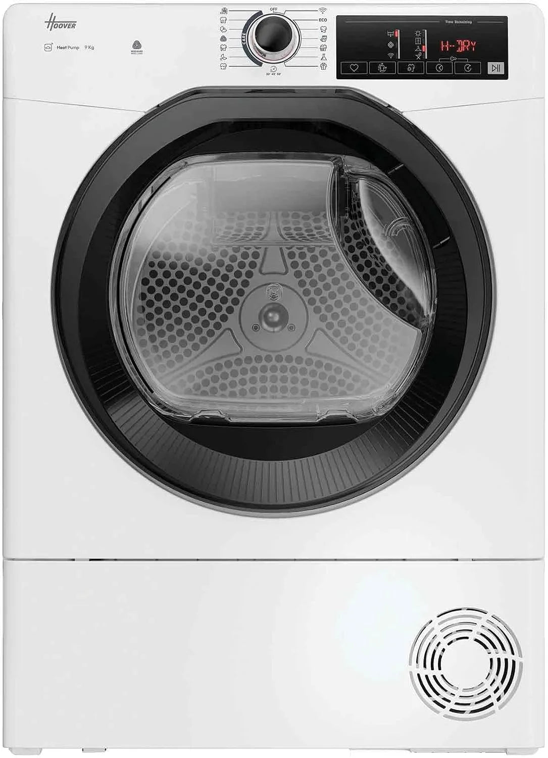 Hoover EH9N4TBE-S, Sušičky s tepelným čerpadlem, HR vysoušeč tepelných čerpadel, 9 kg, hOn app, AquaVision, 16 programů, bílá, 92 kW