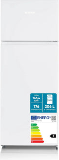SEVERIN, Chladničky, dvojité dveře lednice / mrazák, 2 x výška nastavitelné plochy, velká zeleninová, Bílá, 40 dB, 206 L, 8760 V, 176 kW