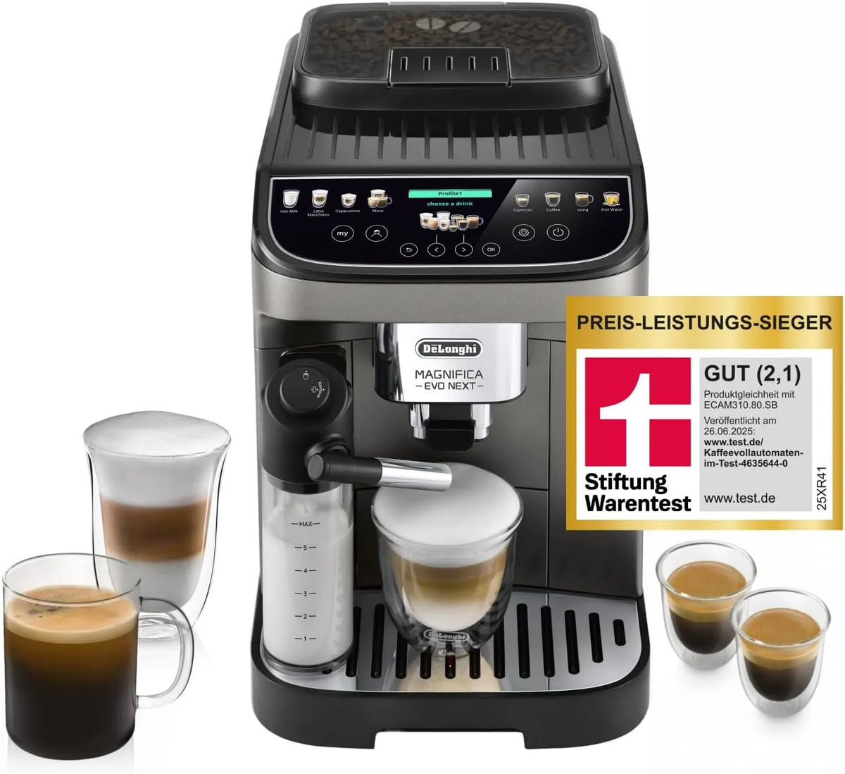 De'Longhi ECAM312.80.TB, Plně automatické kávovary, De 'Longhi Magnifica Evo Další Plně automatický kávovar, Černá / stříbrná