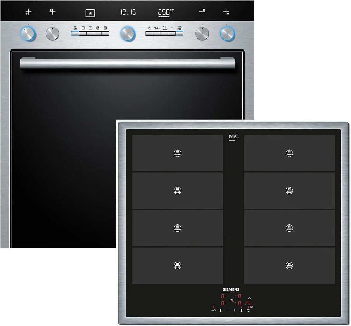 Siemens EQ861EV01B, Varné desky, Built- in oven- cooktop combination / / Kochtop: Induction / Color Colour: černá, Černá / stříbrná