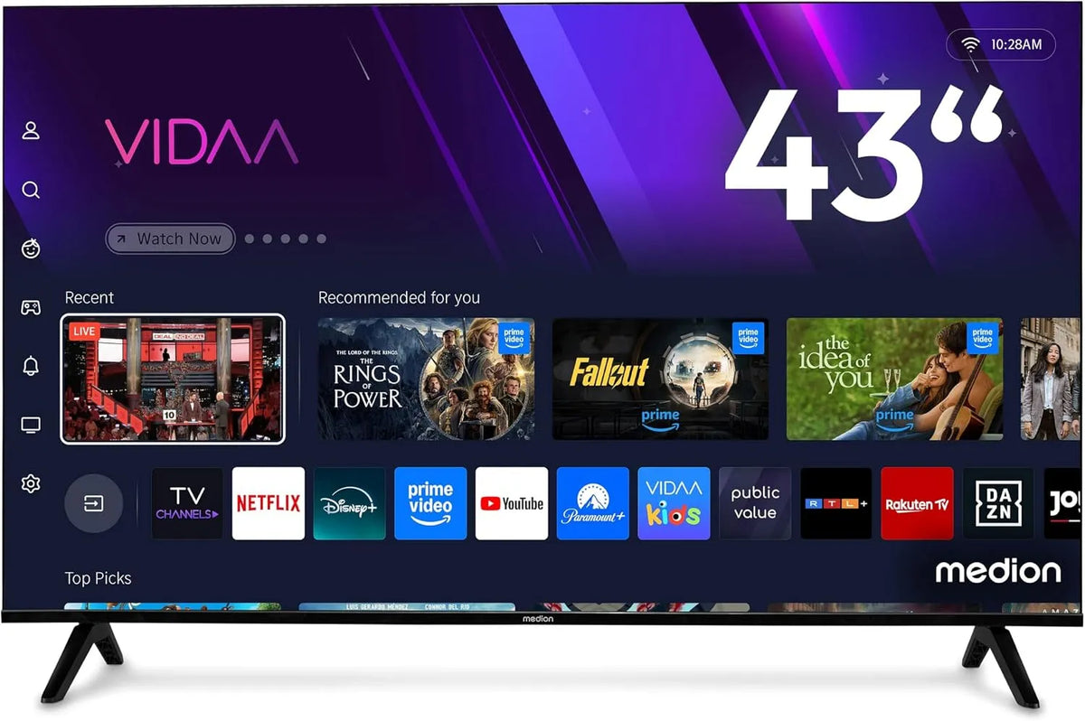 MEDION, Televizory, 108 cm (43 palců) QLED TV (Smart TV, Dolby Vision HDR, HBO Max, MagentaTV, Prime, Černá, 108 cm, QLED, 4K, 840 x 2
