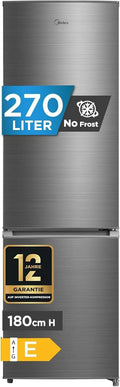 Midea, Kombinované chladničky s mrazákem, 270L lednička s mrazákem (-24 ° C), Total Nofrost, 180cm, 41dB, Bílá, 270L, 199L