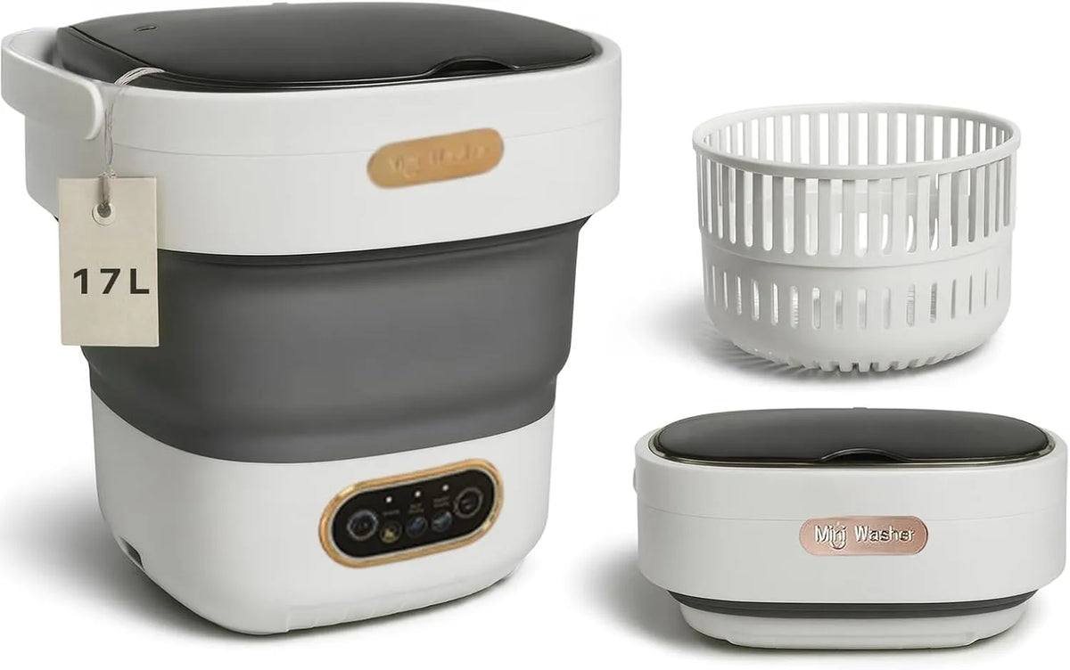 Prince Distribution, Přenosné pračky, Přenosná pračka, 15L mini pračka, horní nakladač, 3 programy, ruční ovládání, šedá, 15L, 5 x 30