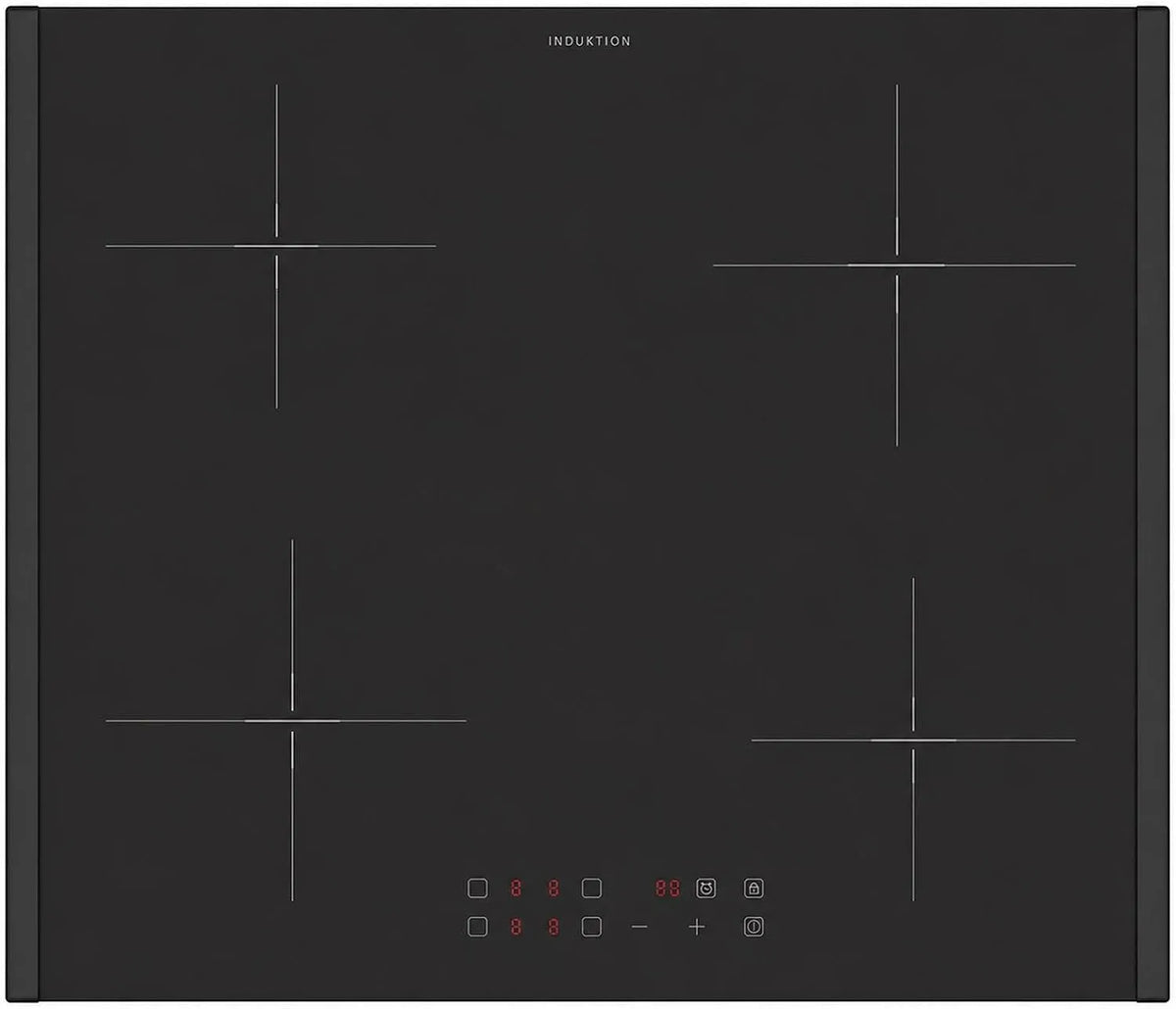 Oranier 4-fach, Varné desky, Kochfeld Induction 60 cm samostatný - Skleněná keramika se 2 černými bočními, Červená, 60 cm, 4 v, 590 mm, 55 mm