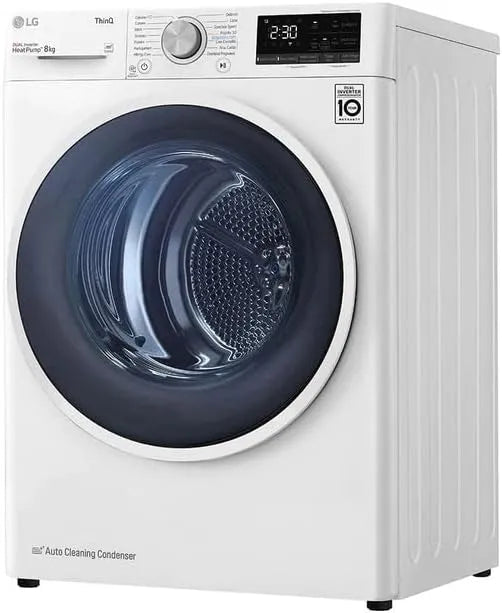 LG RH80V9AVHN, Sušičky s tepelným čerpadlem, Smart sušička s předním nakladačem, 8 kg, třída C, kondenzace s tepelným, Bílá, 80V