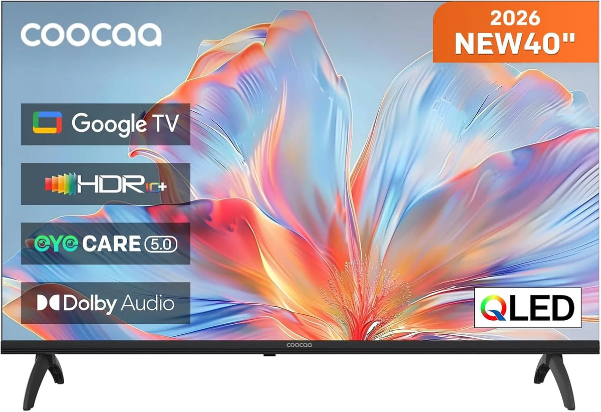 coocaa DVB-T HDR10, Televizory, /-T2/-C/-S/-S2 40 palců TV, 100cm, QLED FHD Smart TV s Google TV, HLG, Dolby, Černá, QLED