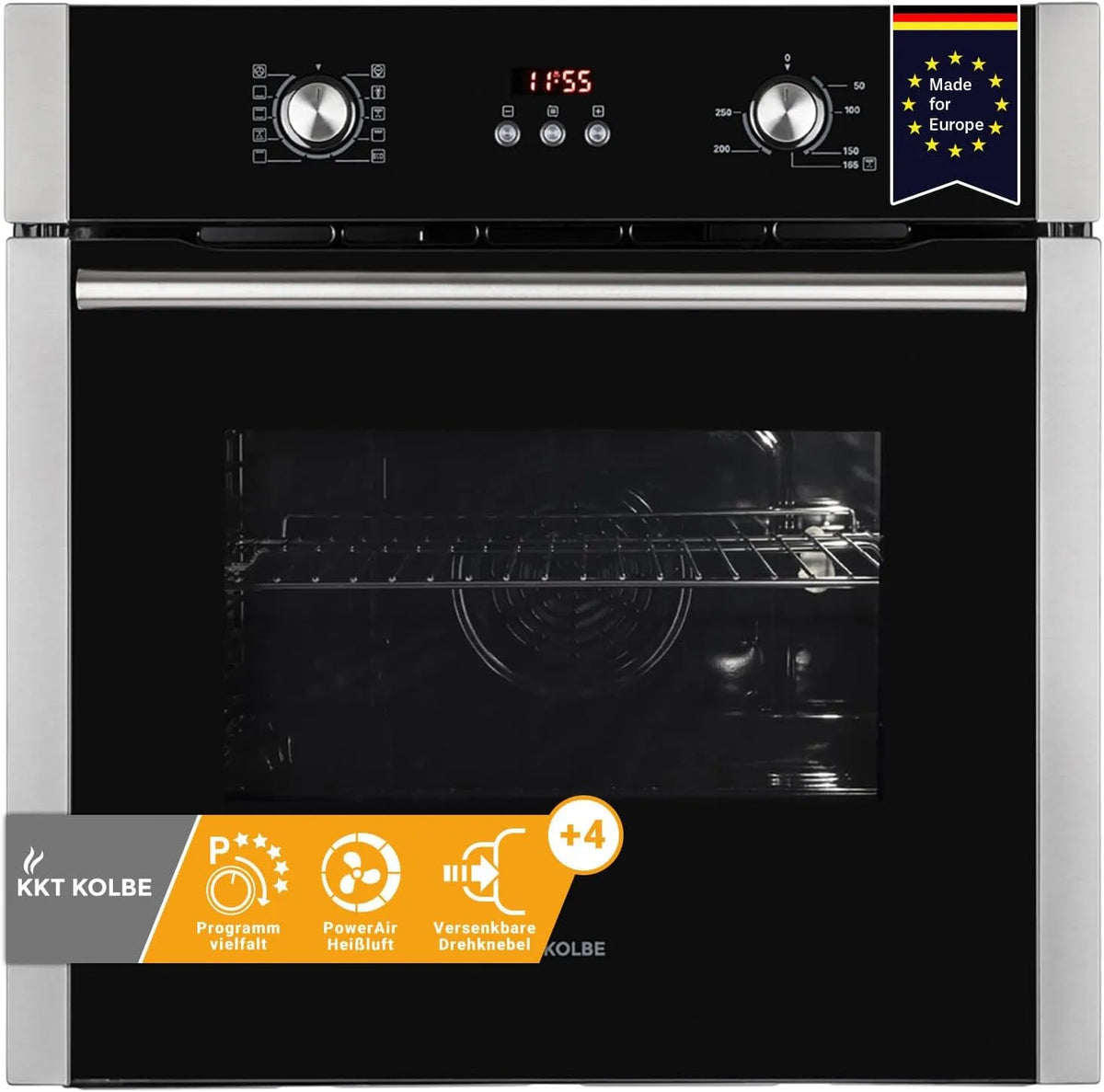 KKT KOLBE BO8805SS, Trouby, built- v troubě, 60 cm, 70 L, černá stříbrná