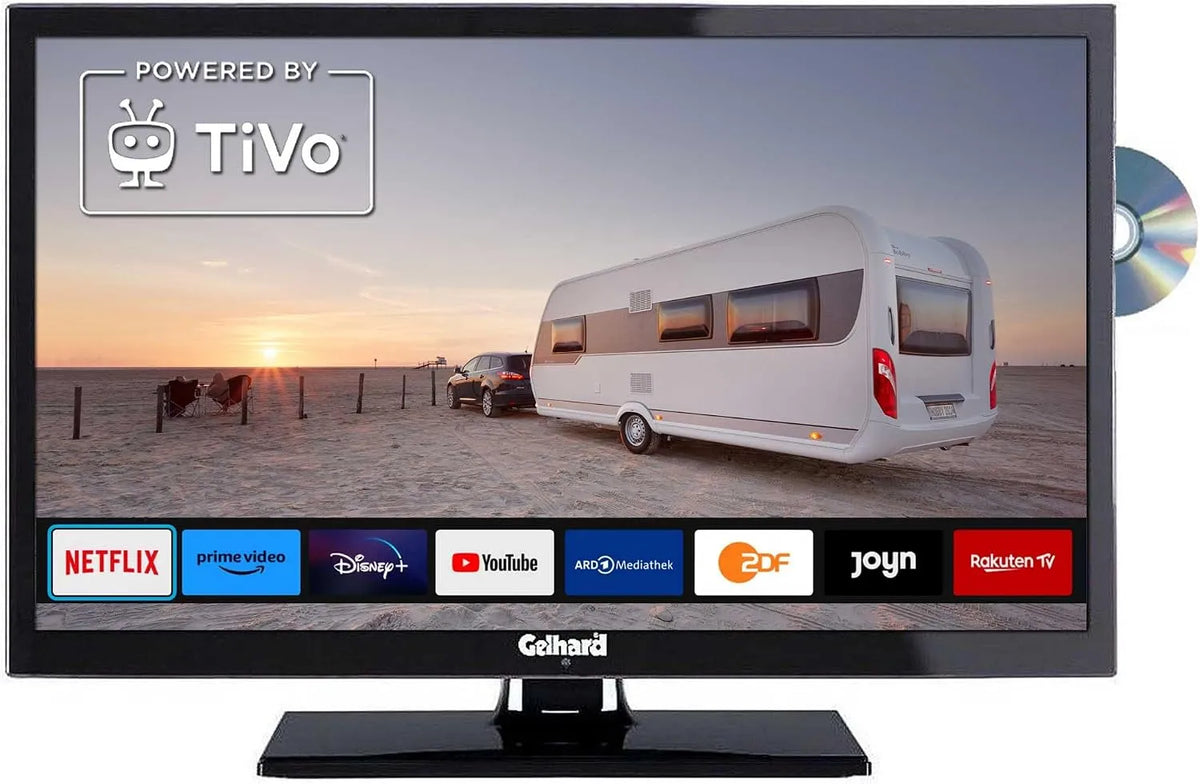 Gelhard DVB/S/S2/T2/C GTV2422I, Televizory, Smart TV 24 palců DVB / S / S2 / T2 / C, DVD, USB, 12V 230 Volt WLAN, Černá, 12V, 230 V, 60 cm