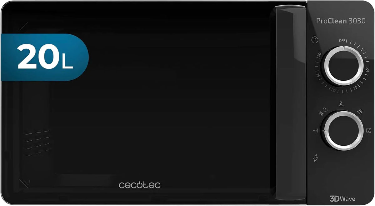 Cecotec 30-Min 3DWave, Samostatné mikrovlnné trouby –.-Timer mikrovlnná trouba ProClean 3030, 20L, 700W, černá, 30minutový časovač