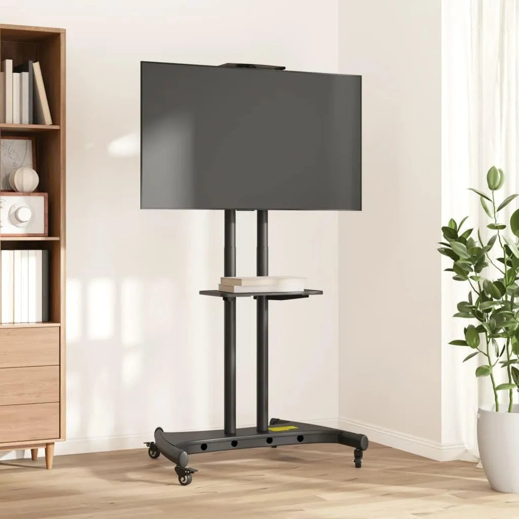 FMPGJLYH, Mobilní TV stojan s válečky pro 32- 70 palců TV, podlahový stojan s kapacitou, Černá, 60kg, 600x400, 100x100 mm, 600x400 mm