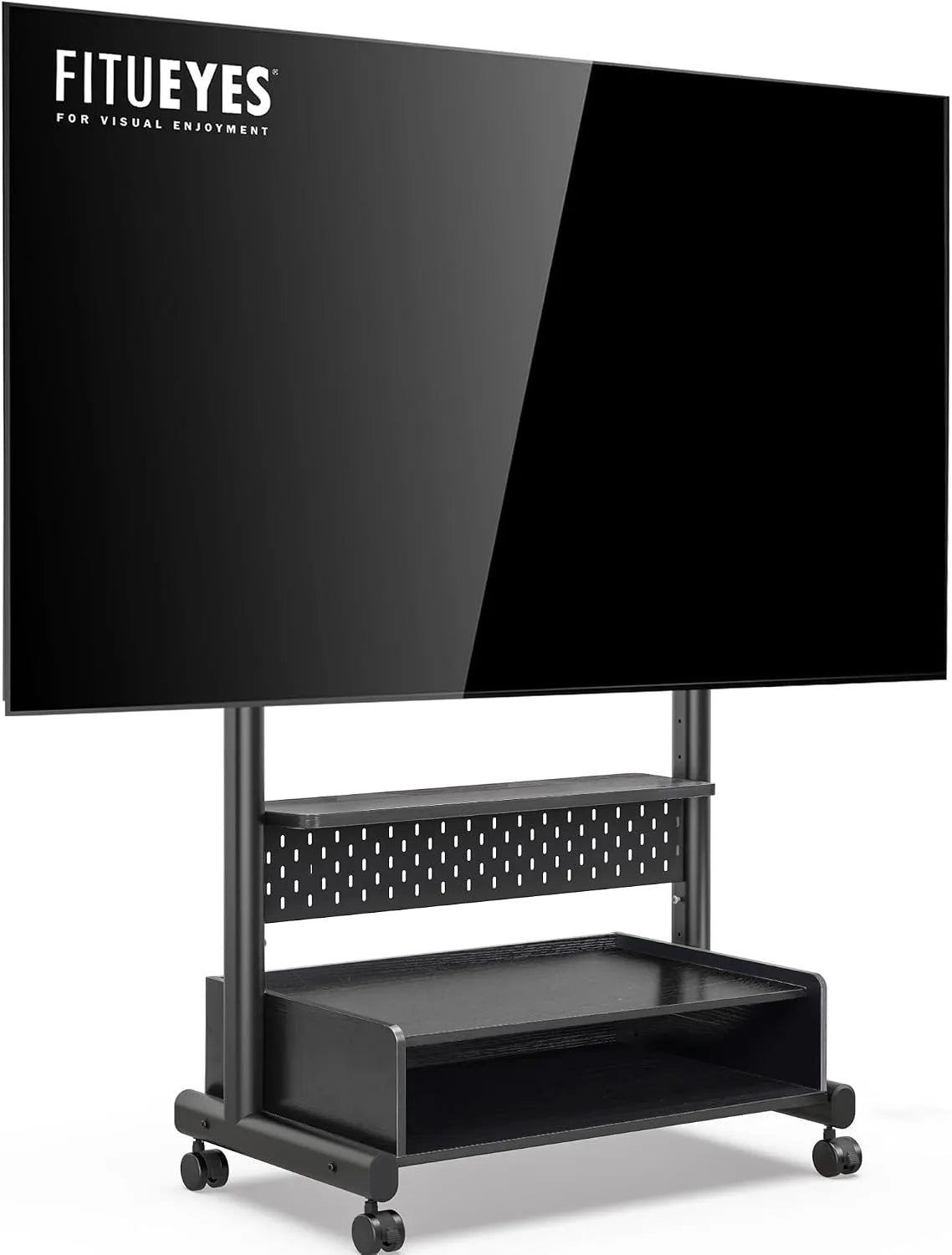 FITUEYES, Stojanové nohy, TV Stojan Rolling Bar s odděleným úložištěm pro 40- 85 Inches, černá, 85 Inch, 60 kg, 1406 mm, 1V