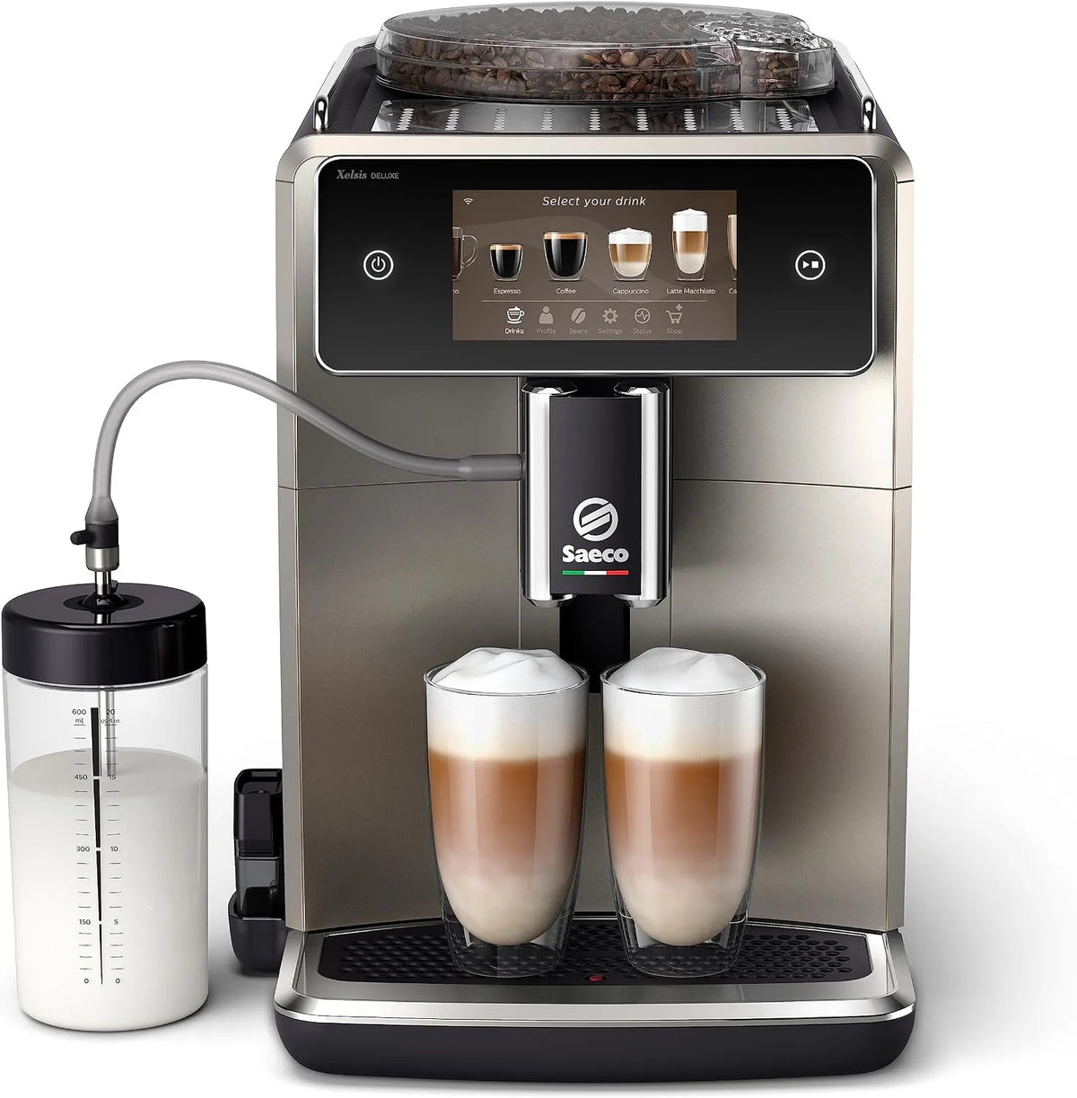 PHILIPS, Plně automatické kávovary, Saeco kávovar Xelsis Deluxe, kov, 22 kávy speciality, Černá / stříbrná, 22 L, 5 '