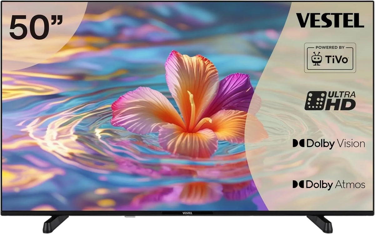 Vestel 50UT9740, Televizory, TV 50 palců Smart TV Poháněn TiVo, 4K UHD TV s Dolby Vision HDR, Dolby Atmos a, Černá, 4K, 126 cm