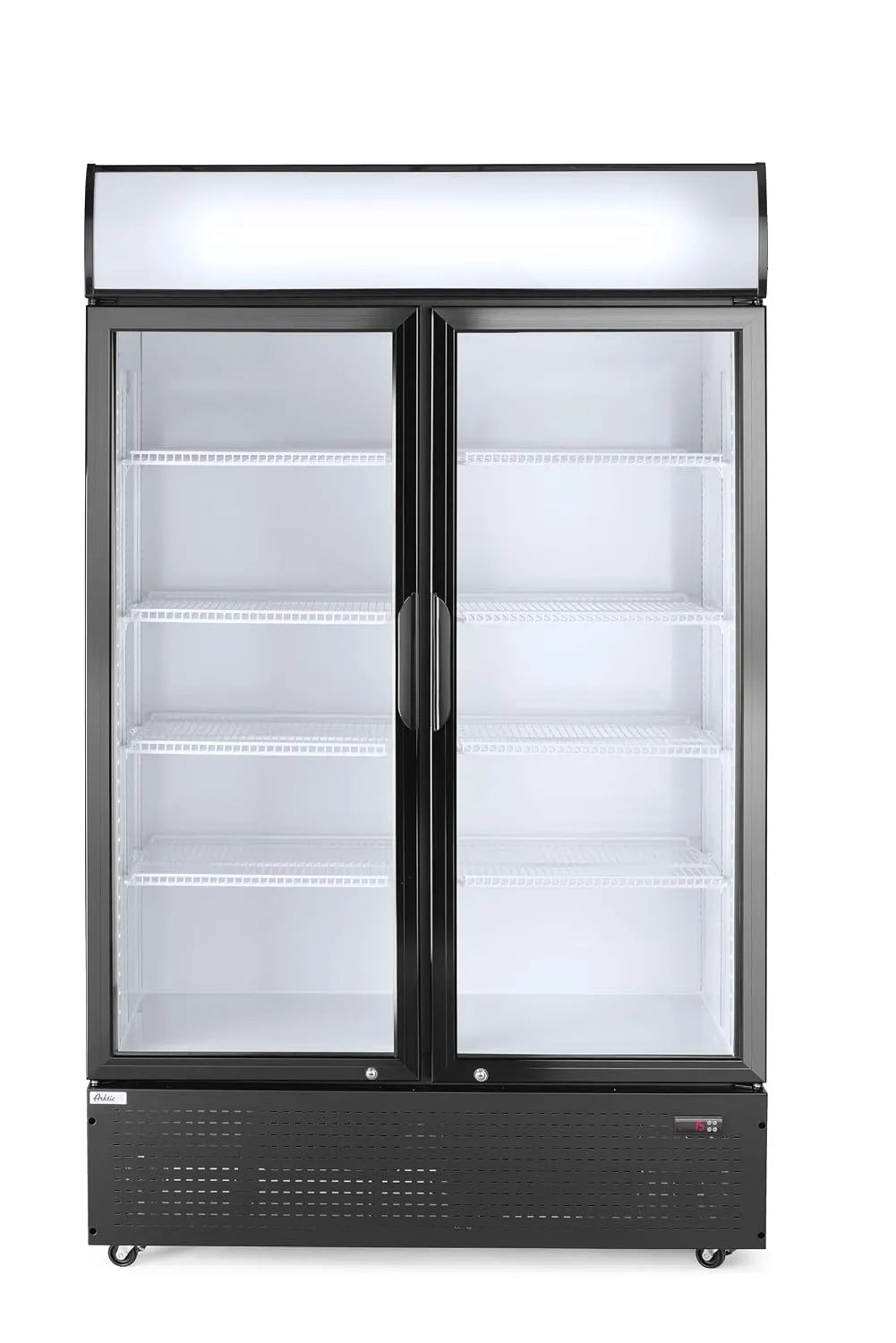 HENDI 230V/510W 1120x585x, Chladicí lahve, chladnička na nápoje se světelným box, dvoudveřové, s 8 nastavitelnými policemi, Bílá, 230V, 510W