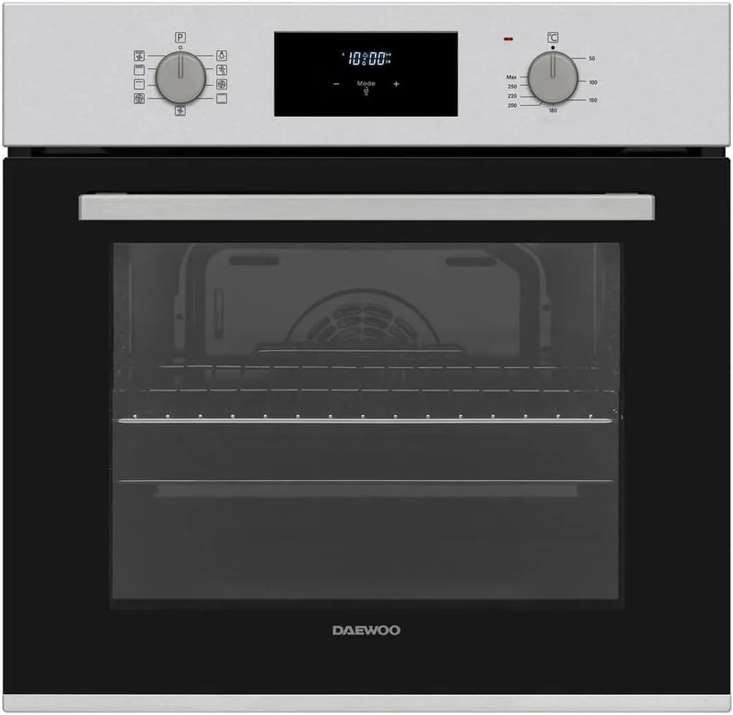 Daewoo, Trouby, built- v troubě, horký vzduch, 9 funkcí, pizza funkce, AntiFingerPrint povrch, Černá / stříbrná, 60cm, 69 l, 0, 87 kW, 79 kW