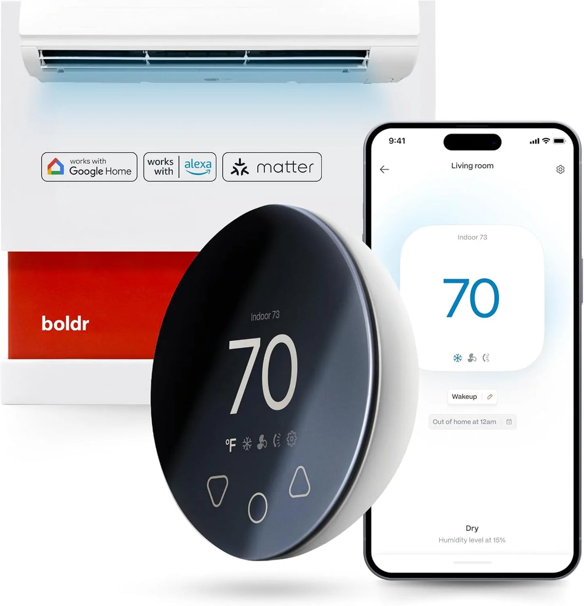 BOLDR, Klimatizace náhradní díly a příslušenství, Climate Smart Termostat pro klimatizaci, window klimatizace, mini splits a, Bílá