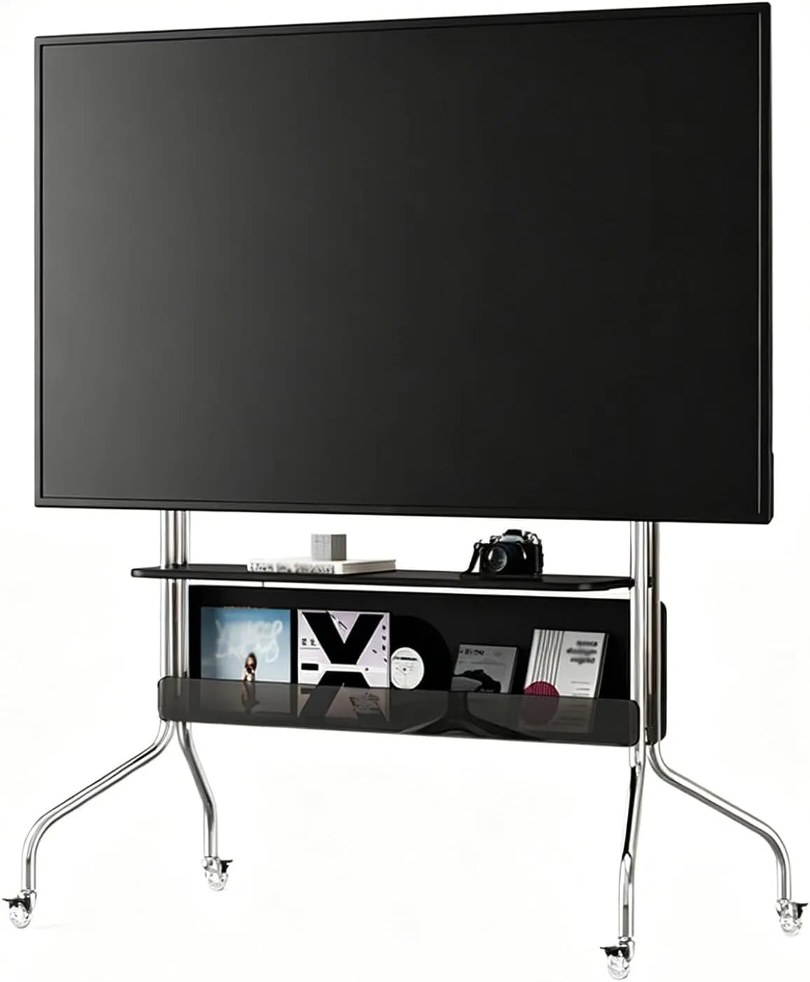 XRRJFYH, Stojanové nohy, TV stojan Rolling bar, pro televizory od 32 do 86 palců, TV stojan noha, TV, Černá, 120 × 60 × 123 cm, 50 kg, 2, 5 cm