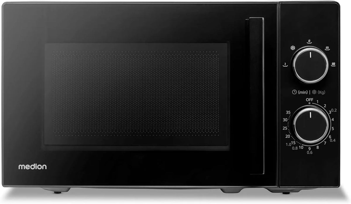 MEDION MD12011, Samostatné mikrovlnné trouby, mikrovlnná trouba (20 litrů, 800 W, 5 mikrovlnných stupňů, funkce rozmrazování, Černá, 20 l