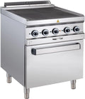 GastroHero D77E4FVPQ, Sporáky, Elektrický sporák s elektrickou troubou, nerezová ocel, Stříbrná, 2, 5 kW, 6 kW, 12, 3 G