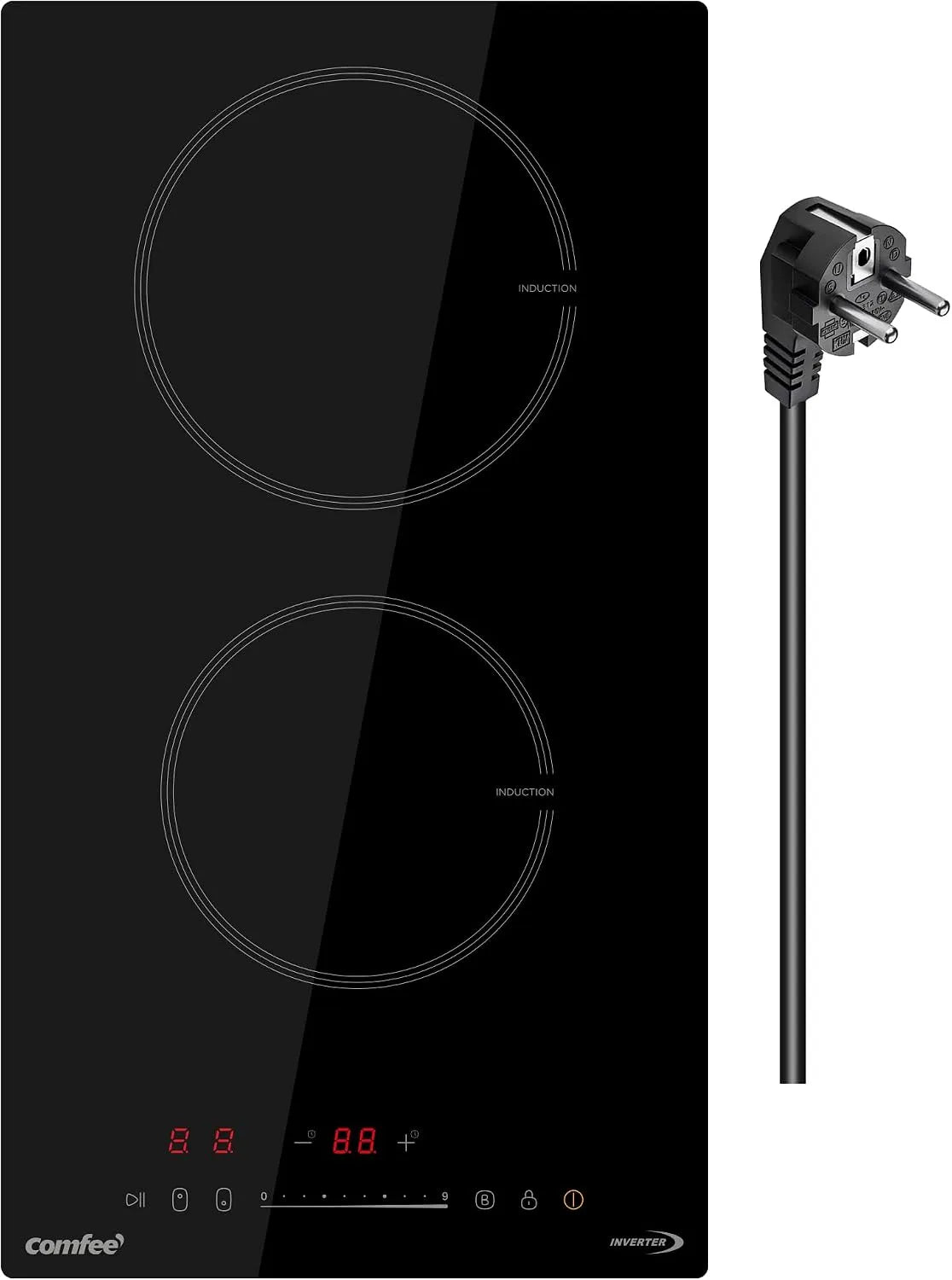 Comfee, Varné desky, Vodicí sporák, 2 zóny, 3500 W, černý, Černá, 1300 W, 12 cm