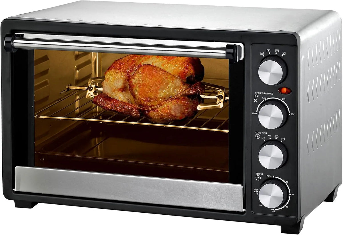 Syntrox Germany, Mini trouby, Syntrox Německo 30 litrů Mini Stojan trouba s cirkulujícím vzduchem a rotační, Černá / stříbrná, 30 l, 1500 W