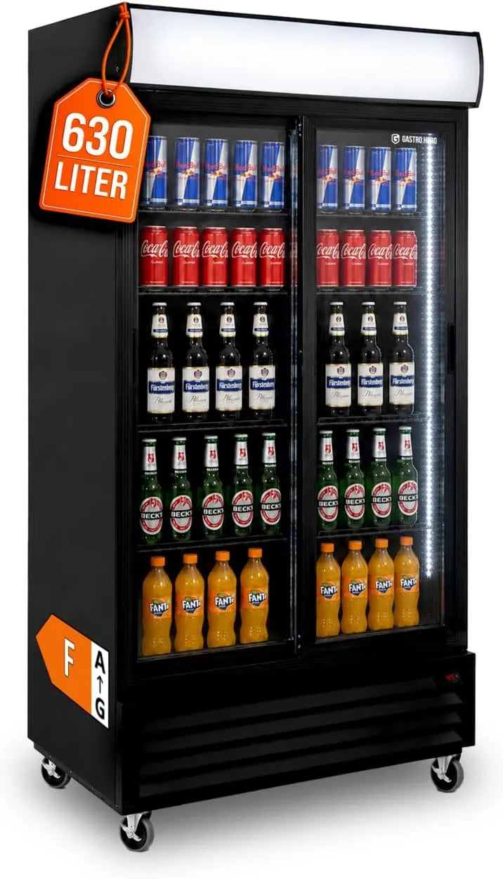 GastroHero SC-630FS, Nápojové chladničky, Nápoje Lednice 630 L, Osvětlení Náhlavní souprava, Skluzové dveře, Bílá, 630 L, 835 x 625 x 1270 mm
