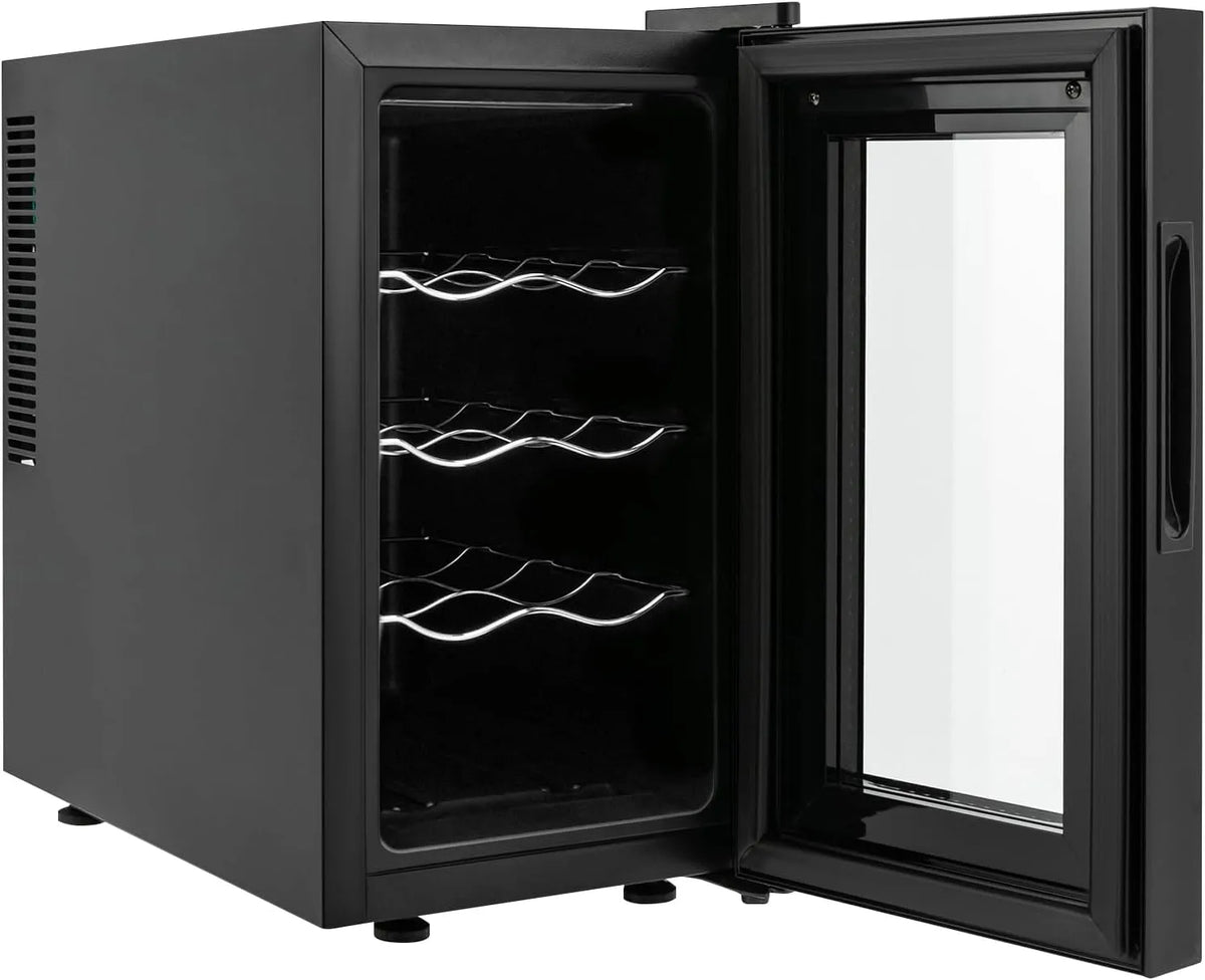 Beaudreaul, Nápojové chladničky, 8 lahví vína lednice, nápoje víno chladič Freestanding víno ledničky s digitálním, Černá, 8 l, 23L, 55W