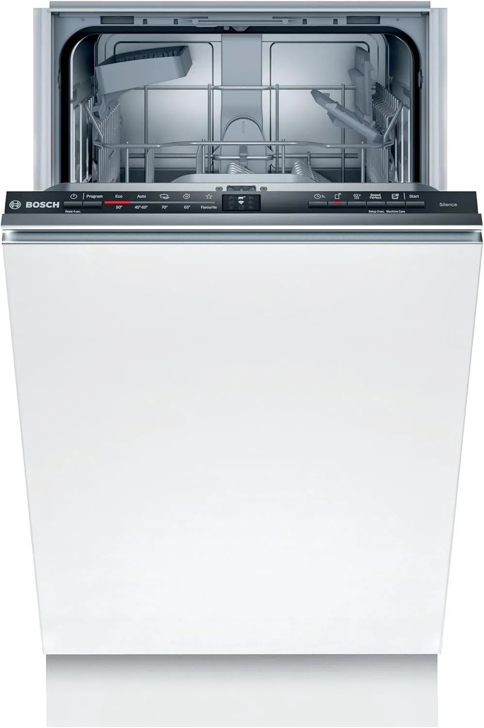 Bosch SPV2IKX10E, Myčky nádobí, 60 cm, Series 2 Smarter myčka nádobí Plně integrovaná, nerezová ocel, 45 cm široký, Stříbro / bílé, 45 cm