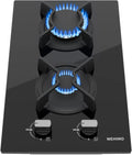 WEHIMO, Varné desky, 2700W+1000W Gas Kochfeld 2 Flame, sklo Built- in Gas Kochfeld, 30cm, 3700W, 2, Černá, 2700W, 1000W