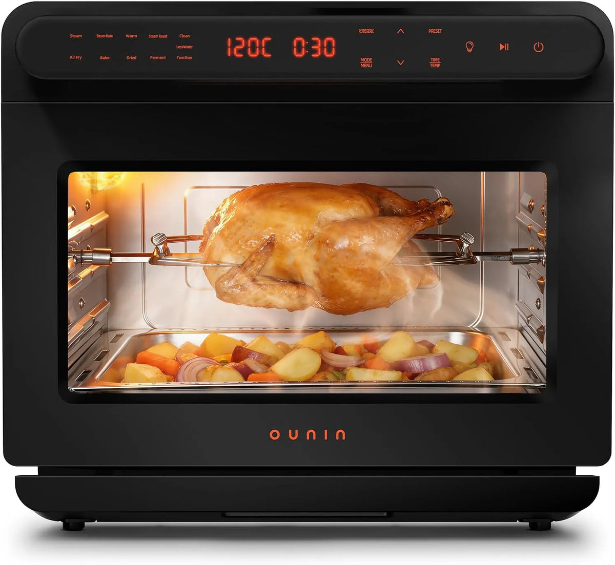 OUNIN 11-in-1 in-1, Mini trouby, 24L Mini- trouba, 11- parní trouba a fritéza na horký vzduch, 1600W, Černá / stříbrná, 24L