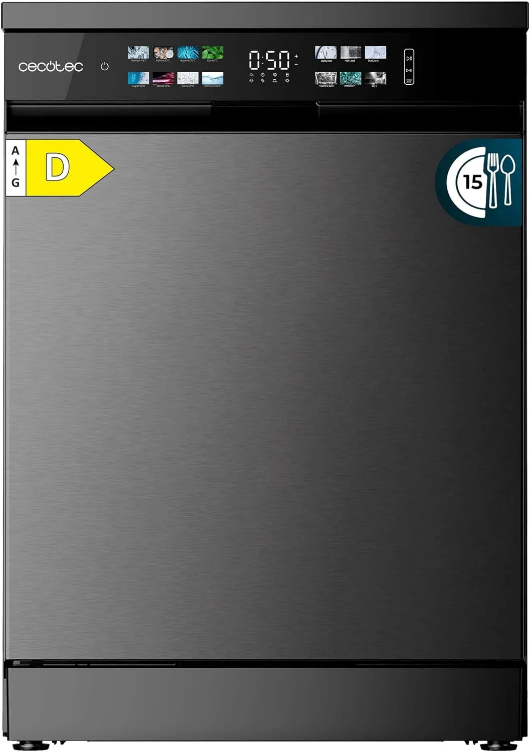 Cecotec, Myčky nádobí, 60 cm, myčka 60 cm - Oddělené Bolero Aguazero 6210 Dark D. 15 příbory, energeticky, Bílá
