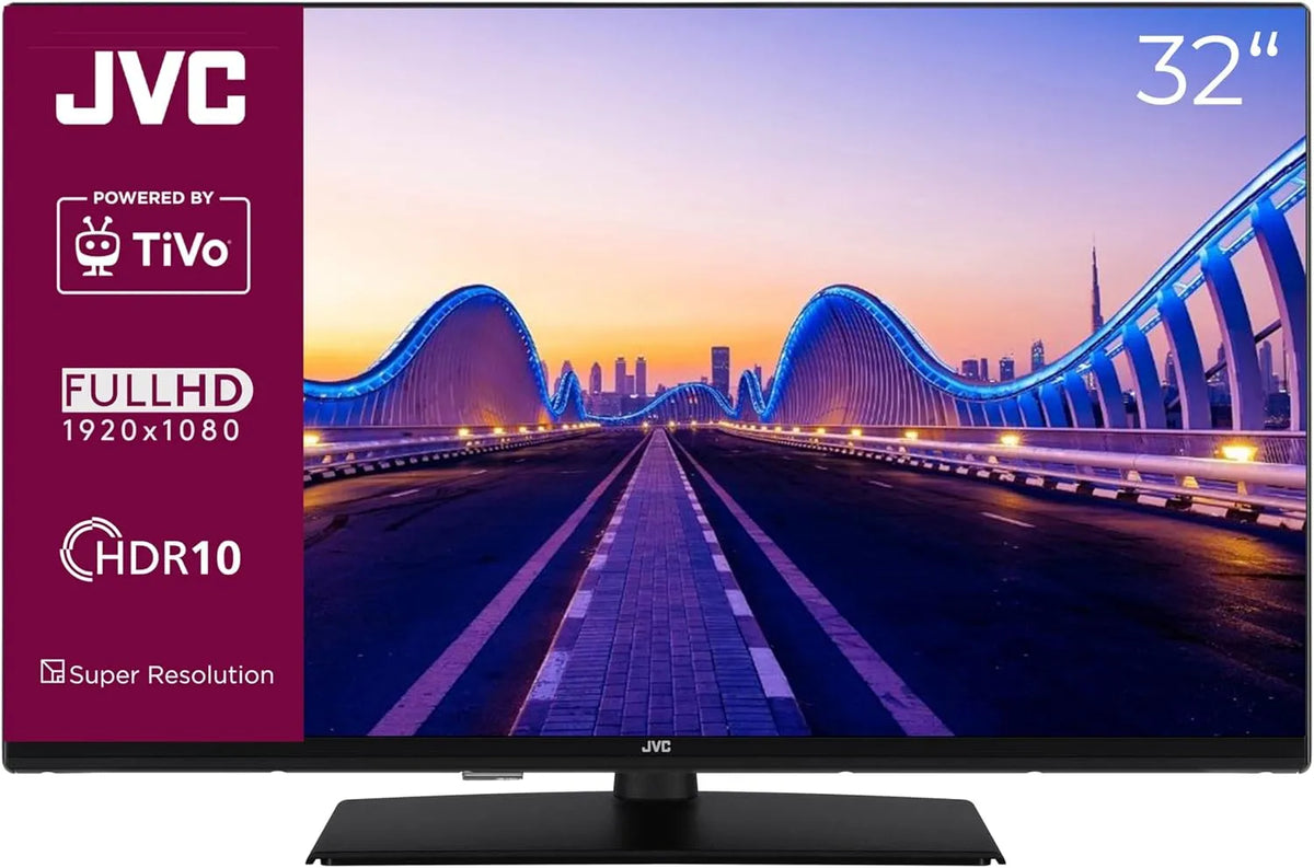 JVC LT-32VF5355, Přenosné televizory, TV 32 palců Smart TV poháněný TiVo (Full HD, HDR, trojitý tuner, 6 měsíců HD +, Černá, 32V