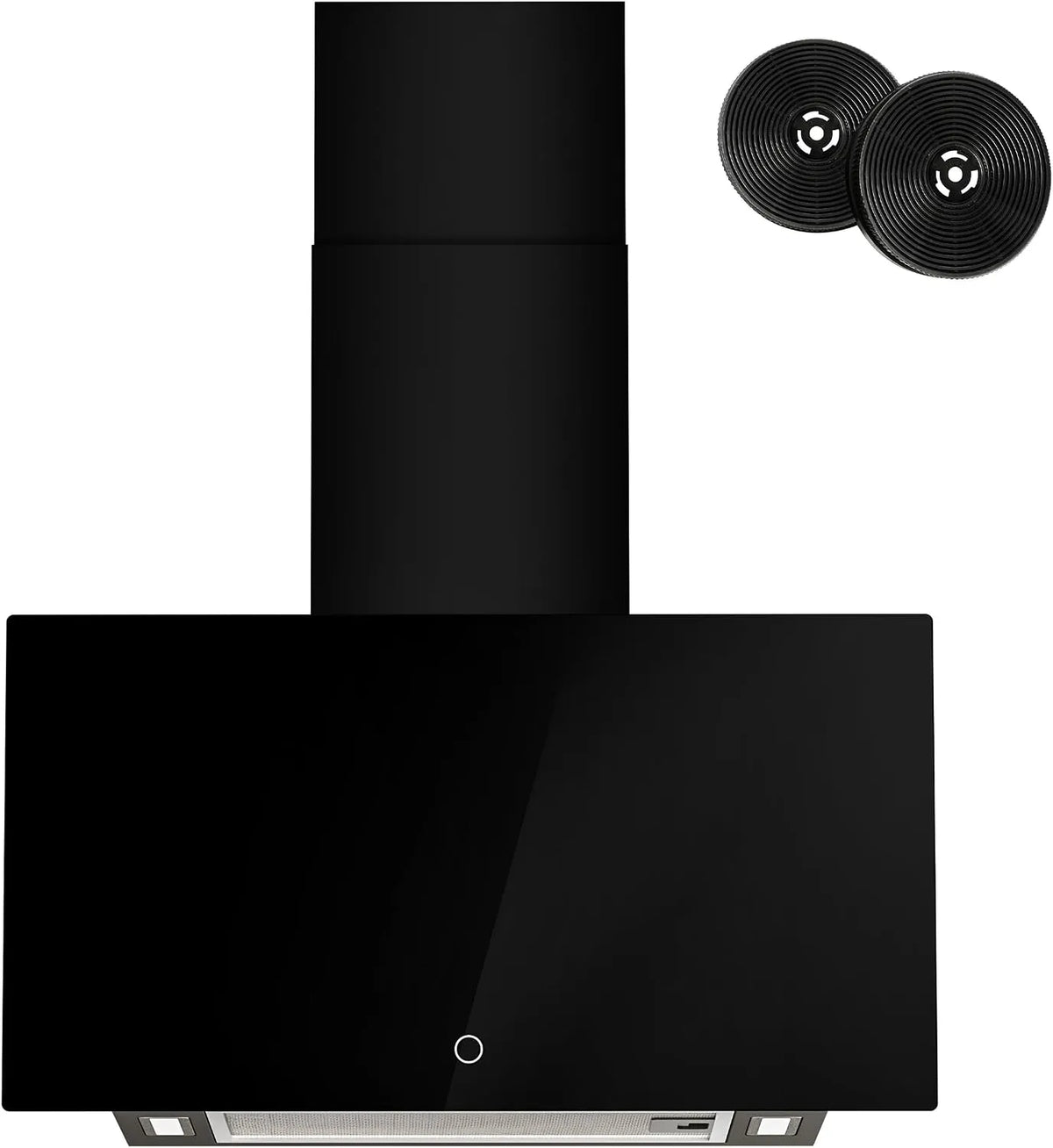 FIREGAS inkl.5-lagiger, Nástěnné digestoře, Obal řady 60cm s bezkartáčovým motorem DC, cirkulací nebo výfukovým režimem, Černá / stříbrná, 60cm
