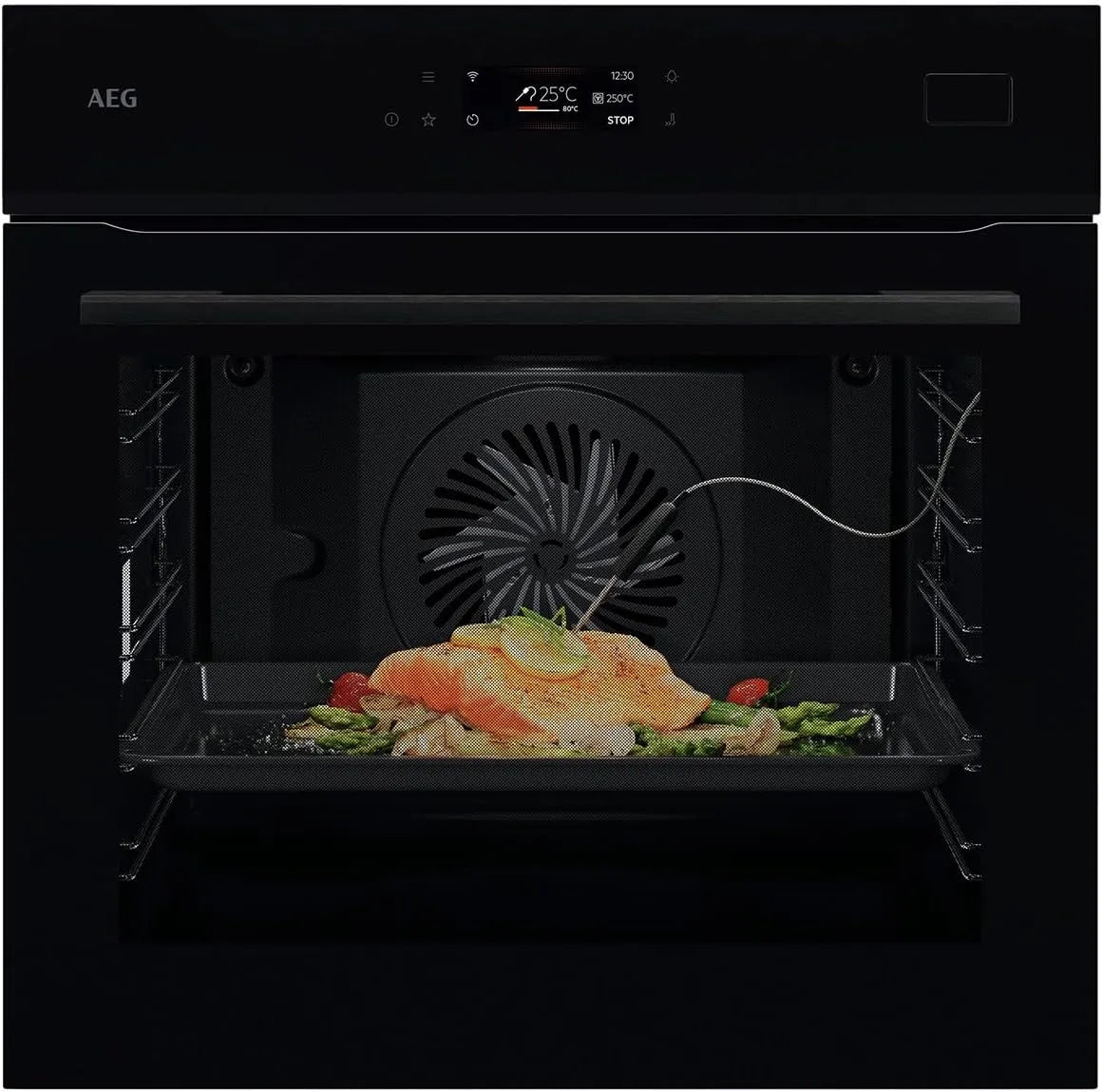 AEG NBB8S621AB, Trouby, Meal Assist SteamPro Baking Buráček černý, Černá, 70 l, 65 W, 594 x 595 x 567 mm, 590 x 560 x 550 mm