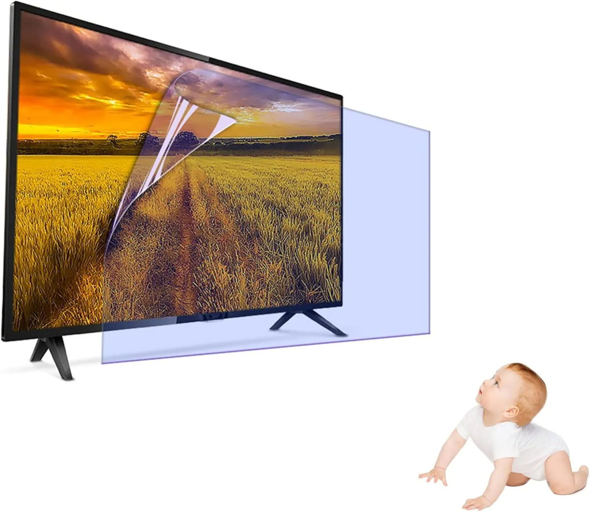 MJYT 77inches, Ochranné prvky obrazovky TV, Anti- Scratch TV Film 32- 77 palcový lesk ochrana / anti- UV / anti- modré světlo, Černá, 77inch, 7 v