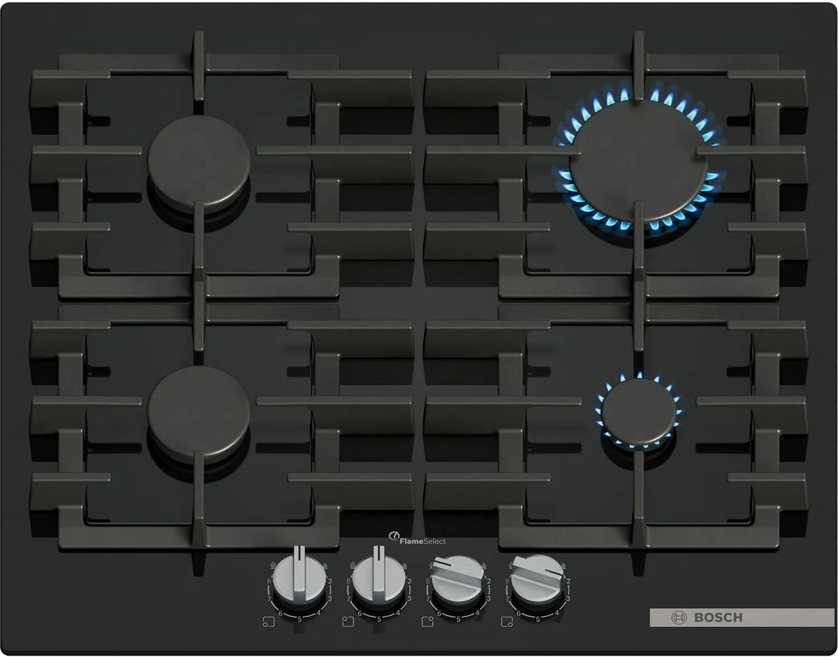 Bosch Ppp6a6i40, Varné desky, Piano Cottura A Gas - ova série 6 - 4 Fuochi - 52 X 59 X 4.5 Cm - - Nero, Černá, 52 X 59 X 4, 5 Cm, 4 v, 3 kW