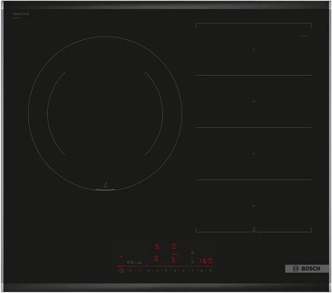 Bosch PXJ675HC1E, Varné desky, Vstřikovací sporák, 60 cm, série 6, FlexiInduction and Zone 28 cm, Elektronika, Černá, 28 cm, 21 x 38 cm