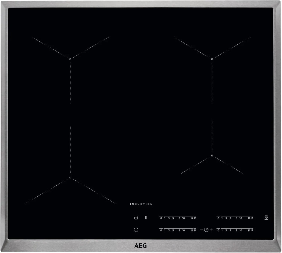 AEG IKB64431XB hob2Hood, Varné desky, Self- dostačující kuchyňský sporák / indukce / / posuvník operace / 60 cm / nerez, Černá, 60 cm, 6 x 57