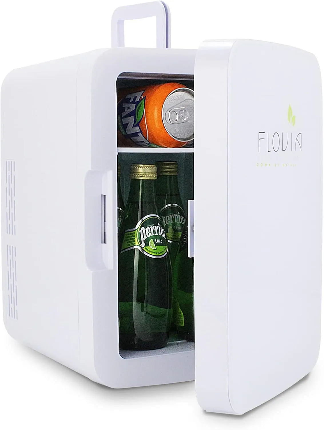 FLOVIA COOK BY NATURE 12V-Buchse, Minichladničky, Mini lednice, 2 v 1 stolové lednici s chladicí a teplotní funkcí, AC 220V v, Bílá, 12V, 2 v